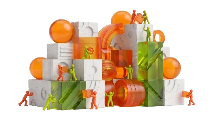 Escena 3D del programa AI Builders